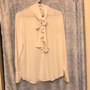 Ann Taylor Cream Ruffle blouse